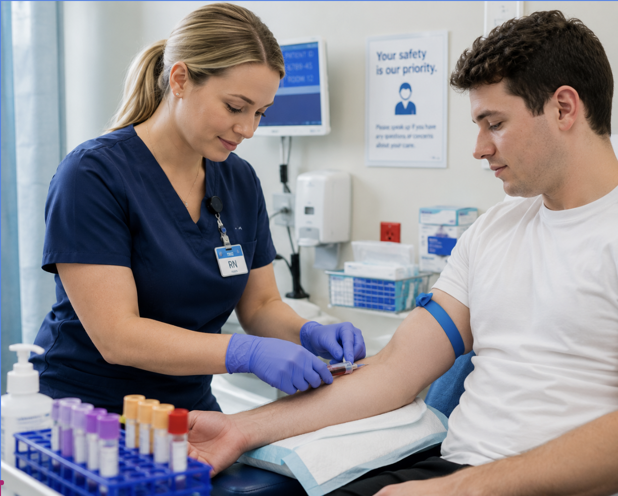 Prélèvement sanguin effectué par une infirmière